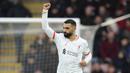 Pemain Liverpool, Mohamed Salah melakukan selebrasi setelah mencetak gol ke gawang Bournemouth dalam laga lanjutan Liga Inggris 2024/2025 di Vitality Stadium, Bournemouth, Inggris, Sabtu (02/02/2025). (AP Photo/Alastair Grant)