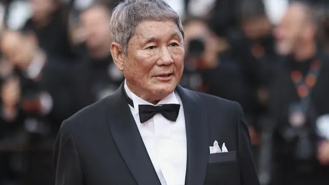 Takeshi Kitano di Festival Film Cannes. (Vianney Le Caer/Invision/AP)