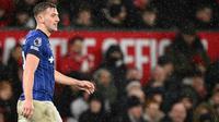 Gelandang Ipswich Town asal Inggris bernomor punggung 19, Liam Delap, merayakan gol kedua bagi timnya dalam pertandingan Liga Primer Inggris antara Manchester United dan Ipswich Town di Old Trafford di Manchester, Inggris barat laut, pada tanggal 26 Februari 2025. (Oli SCARFF/AFP)