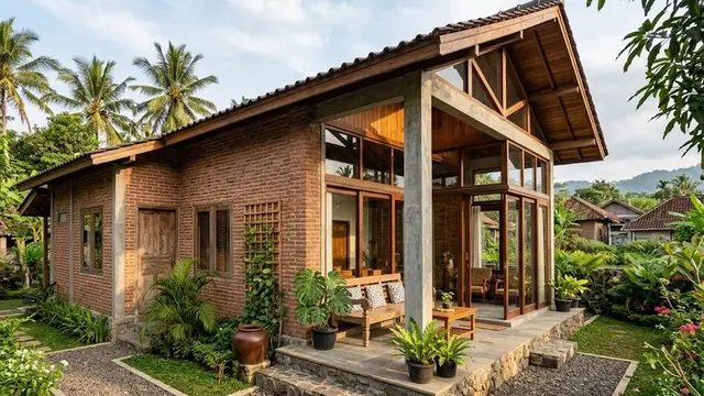 Rumah Bata Ekspos Gaya Kampung (AI Generated)