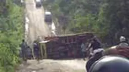 Truk Sawit Terguling