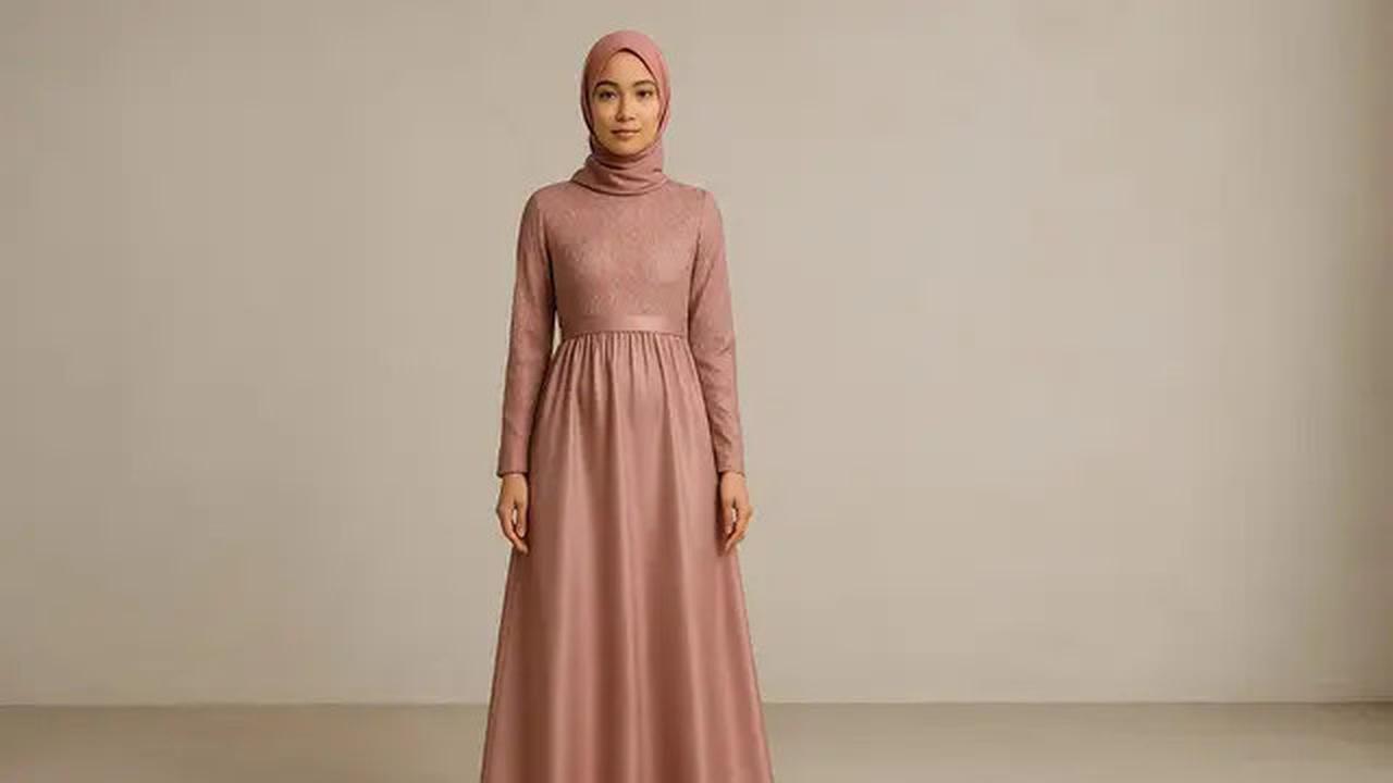 8 Model Gaun Pesta Muslimah Kombinasi Brokat dan Satin, Elegan dan Stylish