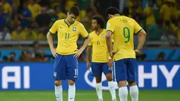Semi final tanpa Neymar menjadi ladang kehancuran bagi Brasil. Tak tanggung-tanggung, Jerman menggilas mereka 7-1, Estadio Mineirao, Rabu (9/7/2014)  (AFP PHOTO / PATRIK STOLLARZ)