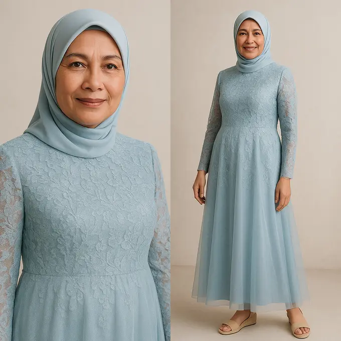 Model Gamis Brokat Warna Pastel yang Trendi di 2025/Ilustrasi gambar oleh AI
