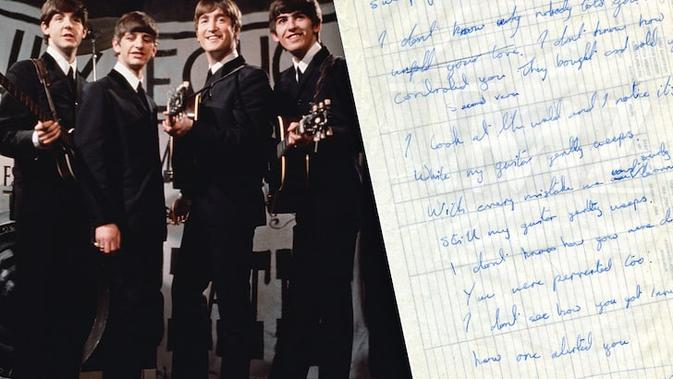 Kertas Lirik Asli Lagu The Beatles Dilelang Rp 2 7 Miliar Berminat Citizen6 Liputan6 Com