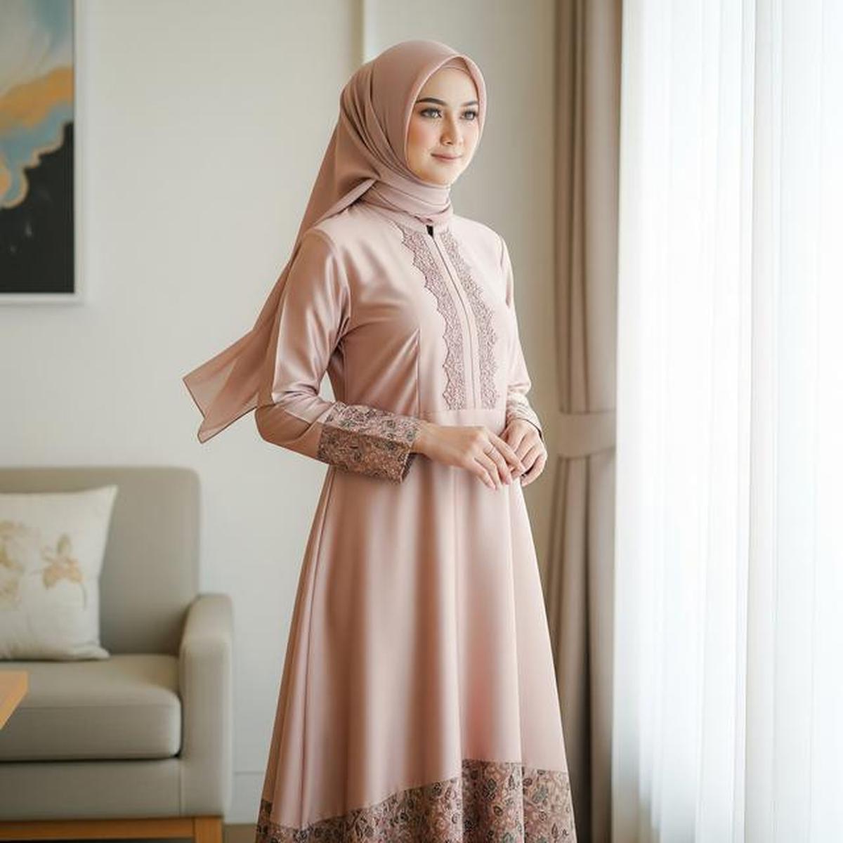 7 Tren Model Gamis Batik Brokat 2026 Warna Elegan, Pilihan Terbaik untuk Tampilan Mewah