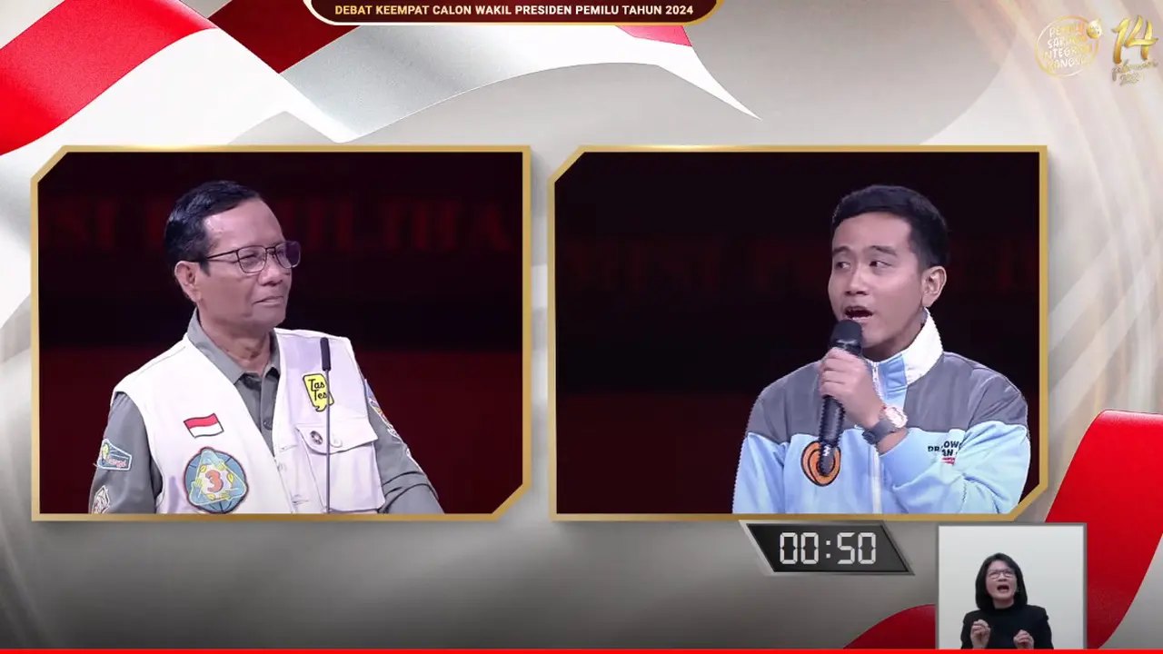 Cawapres RI Mahfud MD dan Gibran Rakabuming Raka saling berdebat sengit masalah inflasi hijau.