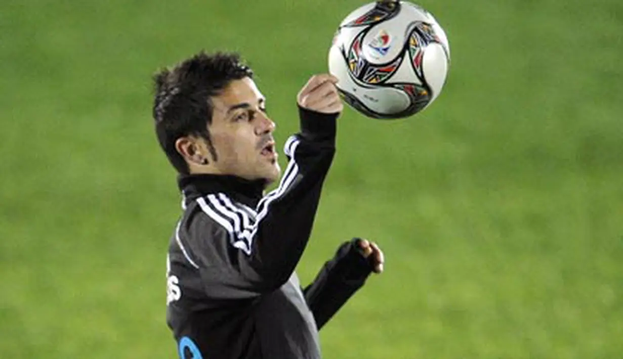 Striker Timnas Spanyol, David Villa ketika berlatih jelang pertandingan semifinal Piala Konfederasi menghadapi AS pada 23 Juni 2009. AFP PHOTO/PIERRE-PHILIPPE MARCOU