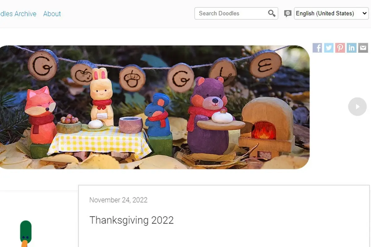 Google Doodle Thanksgiving untuk pengguna di AS (Google)