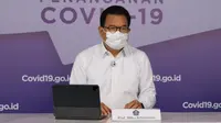 Juru Bicara Satgas Penanganan COVID-19 Wiku Adisasmito saat memberikan keterangan pers perkembangan COVID-19 di Graha BNPB, Jakarta, Selasa (13/7/2021). (Tim Komunikasi Satgas COVID-19)