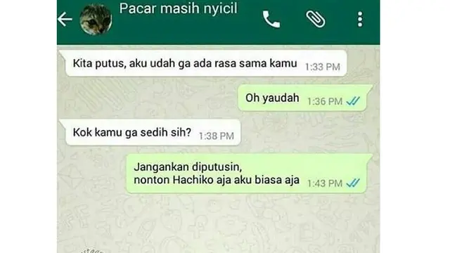 Deretan Obrolan Kocak Putus Cinta, Lucu tapi Bikin Kesal