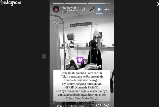 Mita The Virgin berduka, sang ibu meninggal di Rumah Sakit Kanker Dharmais