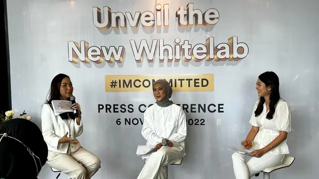 Suasana konferensi pers terpilihnya Sehun sebagai global ambassador Whitelab di Central Park Jakarta Barat, Minggu (6/11/2022)