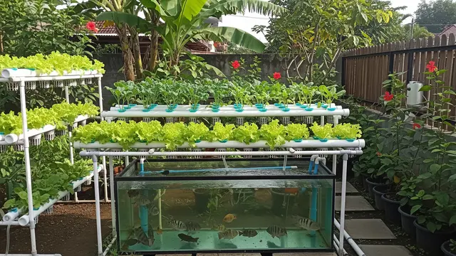 Cara Ternak Nila di Bawah Rak Hidroponik untuk Halaman Sempit (AI Generated)