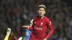 Roberto Firmino dari Liverpool berselebrasi setelah mencetak gol ke gawang Rangers pada pertandingan Grup A Liga Champions di stadion Ibrox di Glasgow, Skotlandia, Rabu, 12 Oktober 2022. (AP Photo/Scott Heppell, File)