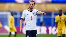 Pemain Inggris Harry Kane memberi isyarat dalam laga Grup L Piala Dunia 2026 antara Inggris vs Ghana di Foxborough, Mass., dekat Boston, Selasa, 23 Juni 2026. (AP Photo/Petr David Josek)