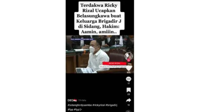 Momen Ricky Rizal mengucapkan berbela sungkawa kepada keluarga almarhum Brigadir J