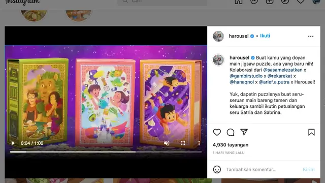 Salah satu unggahan Alfeus Christie di Instagram. (Foto: Dok. Instagram @harousel)