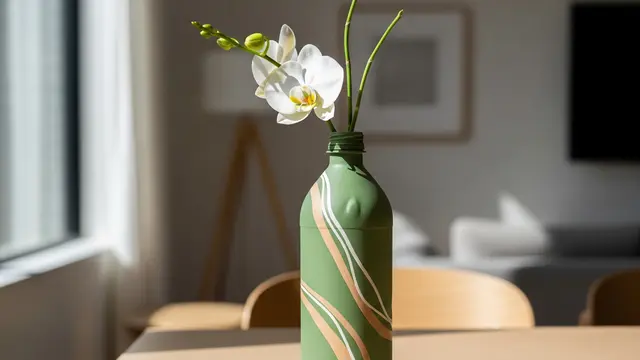 Vas Bunga Estetik dari Botol Plastik (Image by Gemini AI)