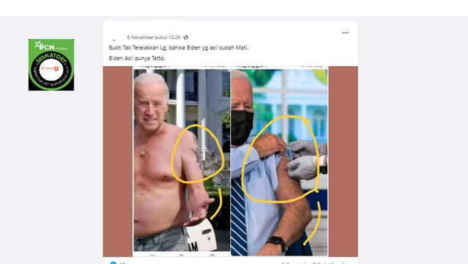 Penelusuran klaim foto perbedaan Joe Biden Joe Biden asli bertato dan palsu