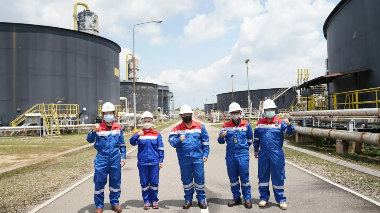 Menteri BUMN Erick Thohir, Wakil Menteri BUMN Pahala Nugraha Mansury, Direktur Utama PT Pertamina (Persero) Nicke Widyawati dan Direktur Utama PT PLN Zulkifli Zaini berkunjung ke Blok Rokan pada Selasa (10/08).