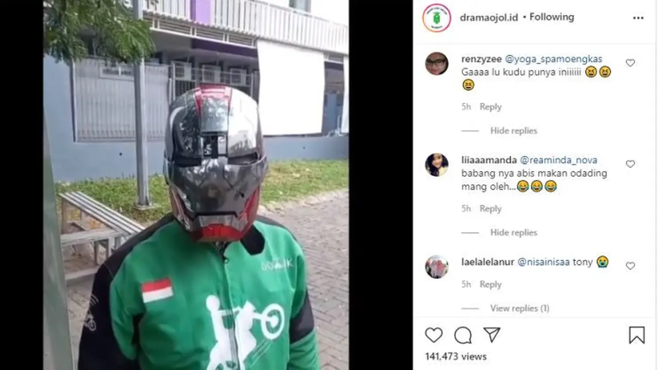 Pengemudi Ojek Online Ini Rasanya Seperti Menjadi Ironman (Instagram @dramaojol.id)