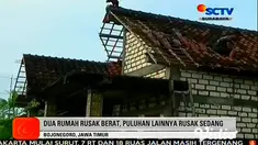 Angin kencang dan hujan deras pada Jumat petang (16/10) menerjang puluhan rumah di Desa Kedungrejo, Kabupaten Bojonegoro, Jawa Timur. Akibat dari cuaca buruk ini, dua rumah rusak berat dan puluhan lainnya rusak sedang.