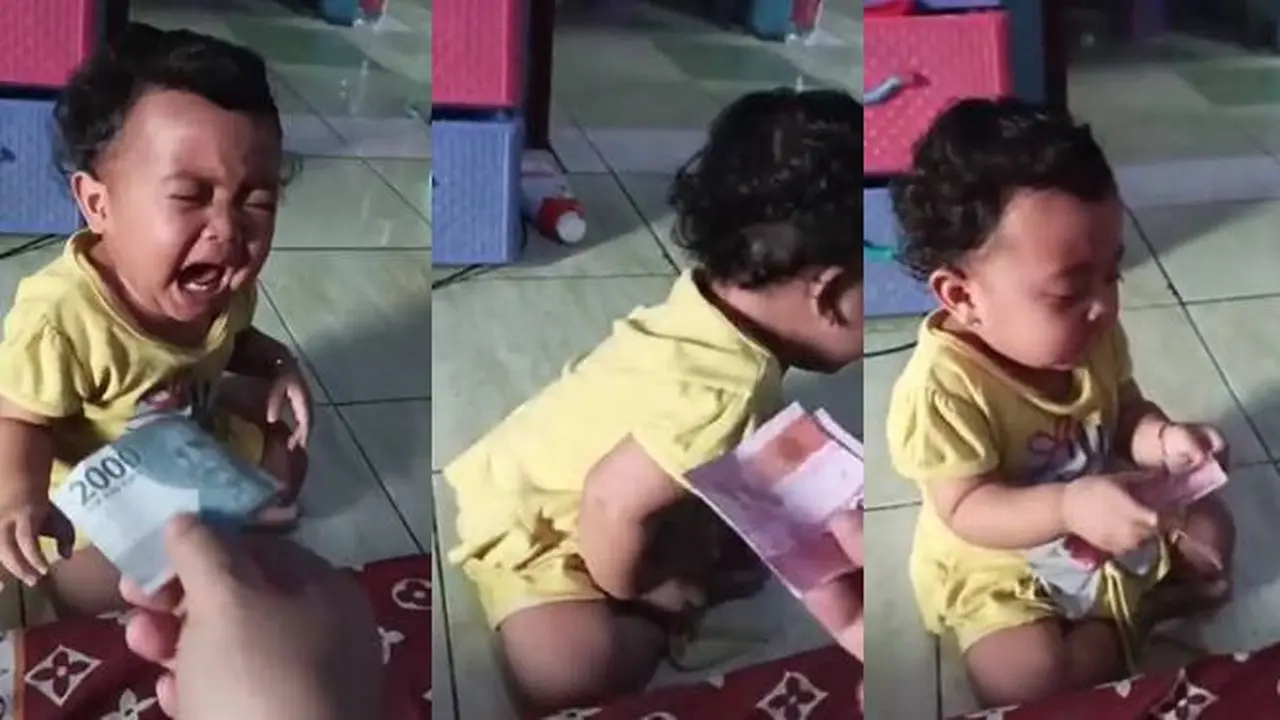 Viral, Momen Anak Menangis Bisa Diam Usai Diberi Uang Lembaran Merah Ini Kocak