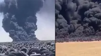 Foto Satelit Kuburan Ban Terbesar di Dunia Terbakar