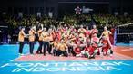 Bhayangkara Presisi berhasil memetik kemenangan dalam pertandingan pembuka AVC Men’s Volleyball Champions League 2026 melawan Zhaiyk di GOR Terpadu A. Yani, pada Rabu (13/5/2026). (Dok. PBVSI)