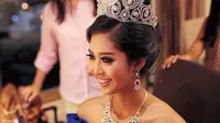 Penampakan Maria Rahajeng, Miss Indonesia, di ajang Miss World 2014.