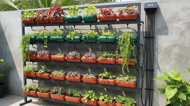 Kebun Mini Vertical Garden dengan Irigasi Otomatis Murah Meriah
