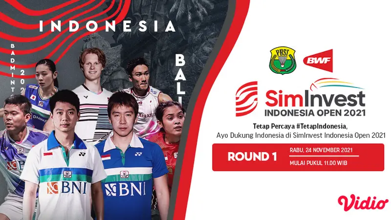 Jadwal Indonesia Open 2021 Rabu, 24 November 2021