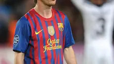 1. Dalam delapan pertandingan terakhir, Lionel Messi gagal menyarangkan satu gol ke gawang Chelsea. (AFP/Lluis Gene)