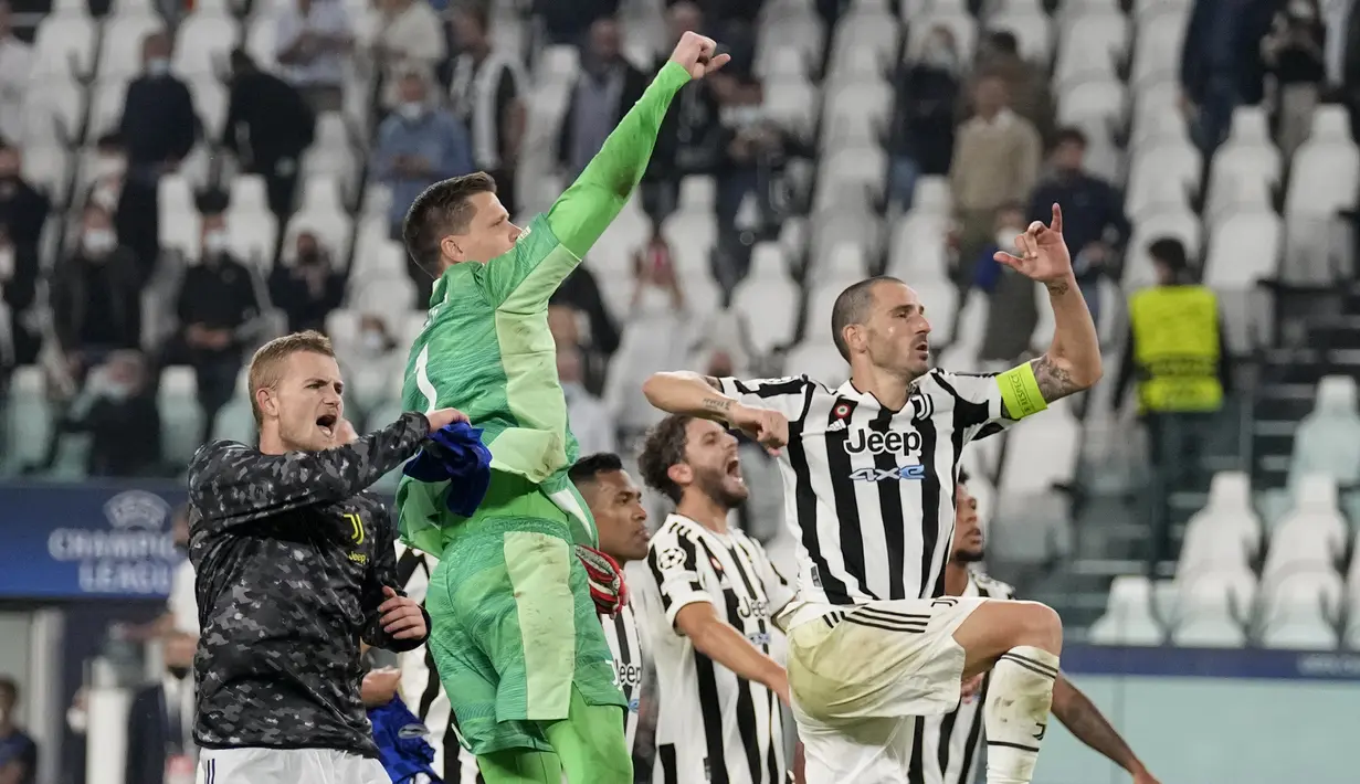 Dengan kemenangan ini Juventus sementara memimpin Grup H dengan mengoleksi 6 poin. Sementara Chelsea menghuni posisi dua dengan koleksi 3 poin. (AP/Antonio Calanni)