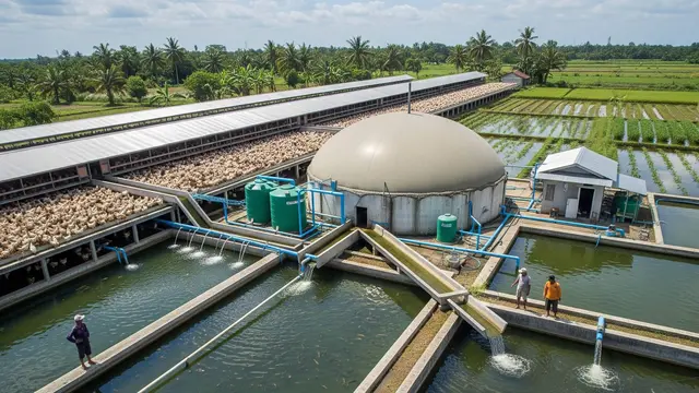 model kandang ayam dan kolam ikan sistem mina