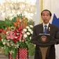 Presiden Jokowi (kanan) bersama Presiden Finlandia Sauli Vainamo Niinisto melakukan pidato dalam penandatangan nota kesepahaman di Istana Merdeka, Jakarta, (3/11/2015). Nota kesepahaman mengatur kerjasama dalam bidang energi. (Liputan6.com/Faizal Fanani)