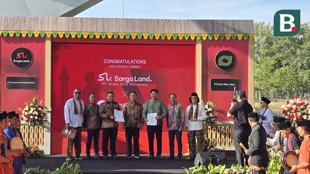 Penandatanganan perjanjian kerja sama antara Sarga Land melalui PT Arena Pacu Nusantara bersama dengan PT Pulo Mas Jaya di Jakarta International Equistrian Park Pulomas