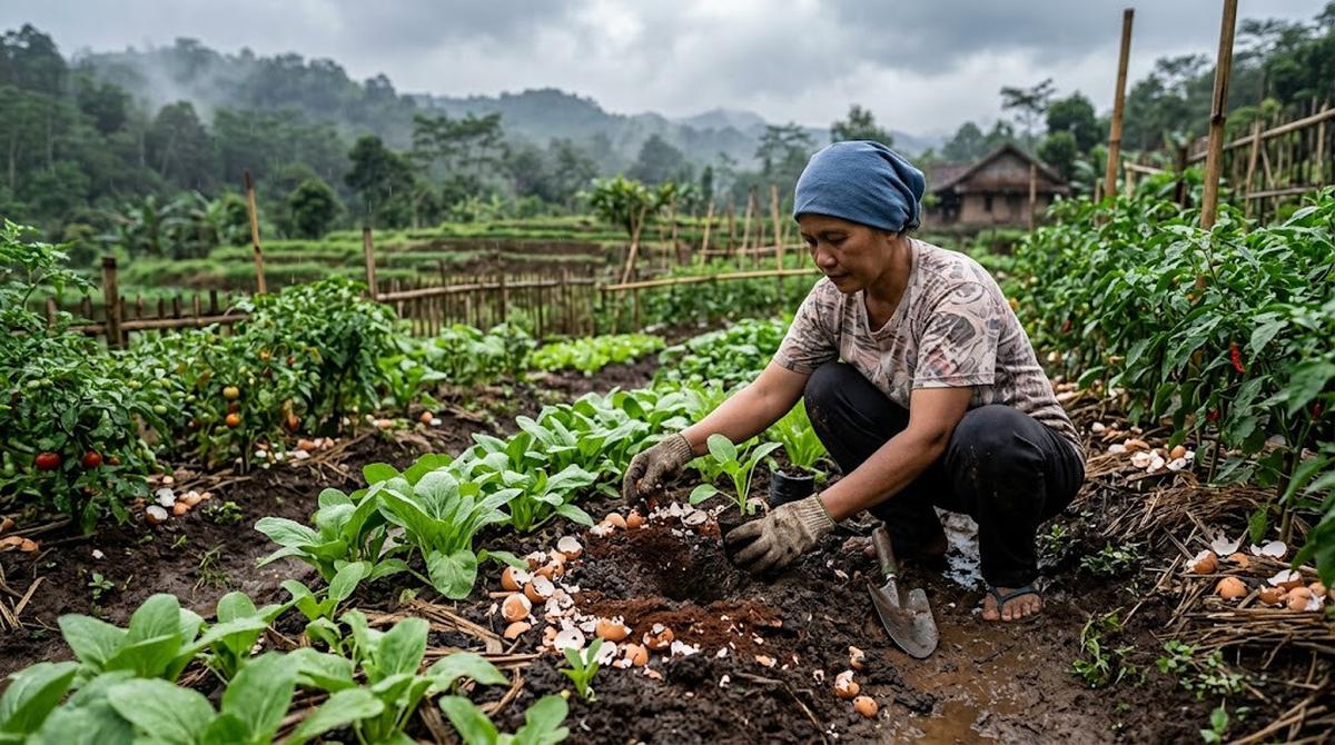 Ilustrasi Cara Mencegah Siput dan Bekicot Merusak Tanaman di Musim Hujan/AI Generated