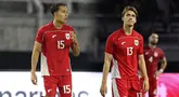 Dua pemain naturalisasi baru Timnas Indonesia, Milano Jonathans (kiri) dan Mauro Zijlstra melakoni laga debut saat FIFA Matchday melawan Chinese Taipei di Stadion Gelora Bung Tomo (GBT), Surabaya, Jumat (05/09/2025). (Bola.com/Abdul Aziz)