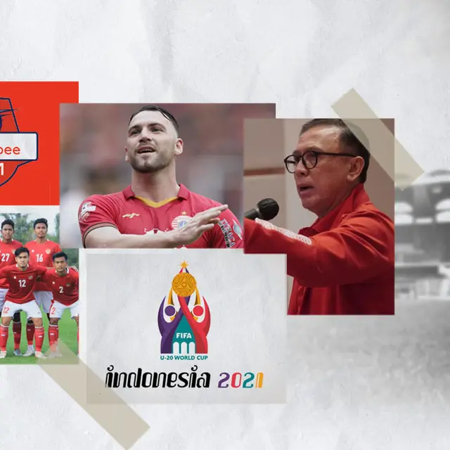 Kolase - Mochamad Iriawan, Shin Tae-yong, Timnas Indonesia U-19, Marko Simic, Logo Shopee, Logo Piala Dunia U-20