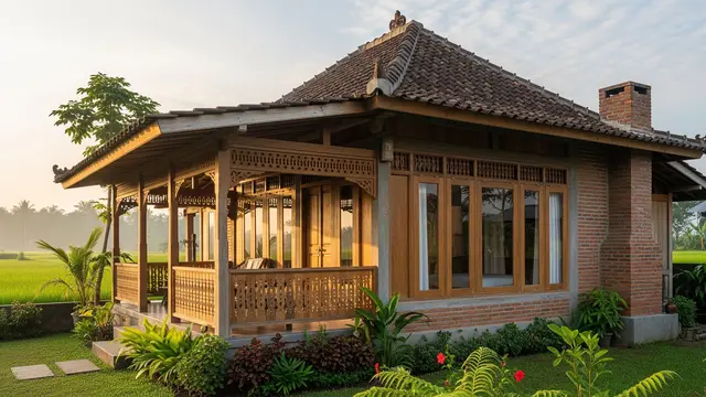 9 Rumah Desa Kombinasi Kayu dan Bata Estetik Cocok untuk Masa Pensiun Nyaman