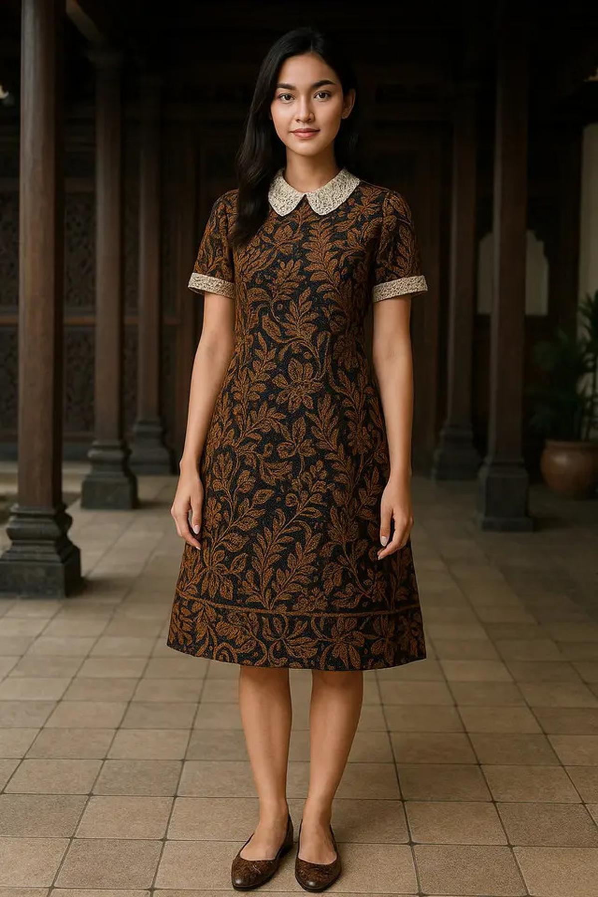 7 Model Dress Batik A-Line Kombinasi Brokat, Cocok untuk Tampil Ramping dan Anggun