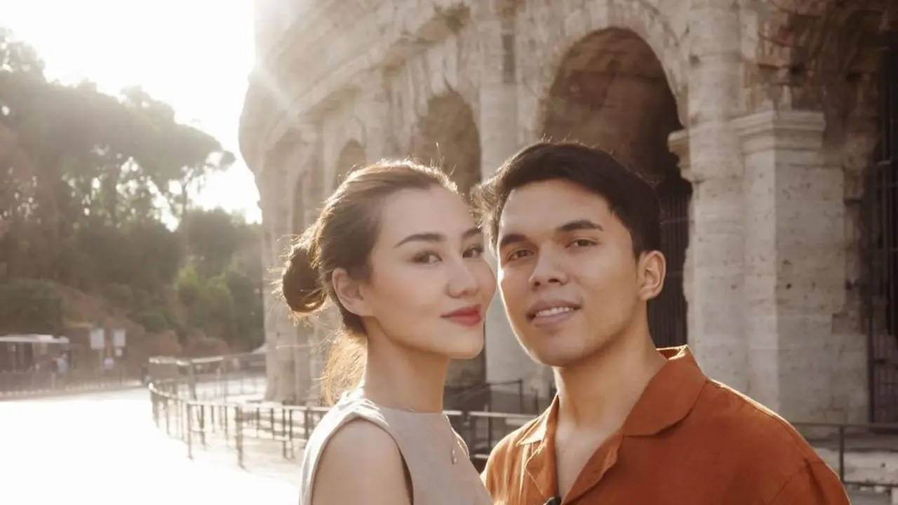 Potret bulan madu Aaliyah Massaid dan Thariq Halilintar saat di Roma Italia