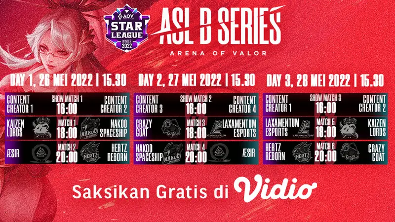 Yuk Tonton Keseruan 26-28 Mei 2022, Live Streaming ASL B Series Winter di Vidio