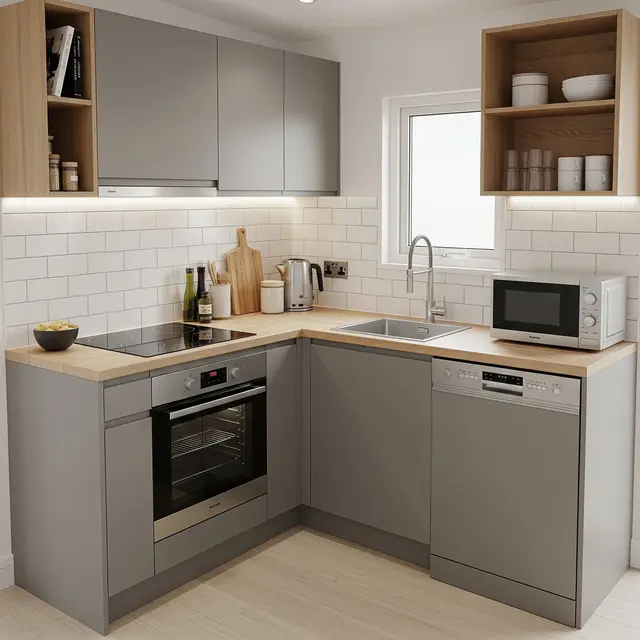 Desain Dapur 2x2 Bentuk L (AI Generated)