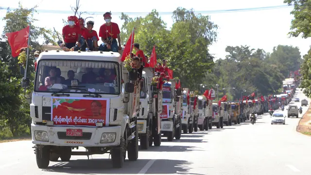 FOTO: Kampanye Pendukung Partai Aung San Suu Kyi Jelang Pemilu Myanmar