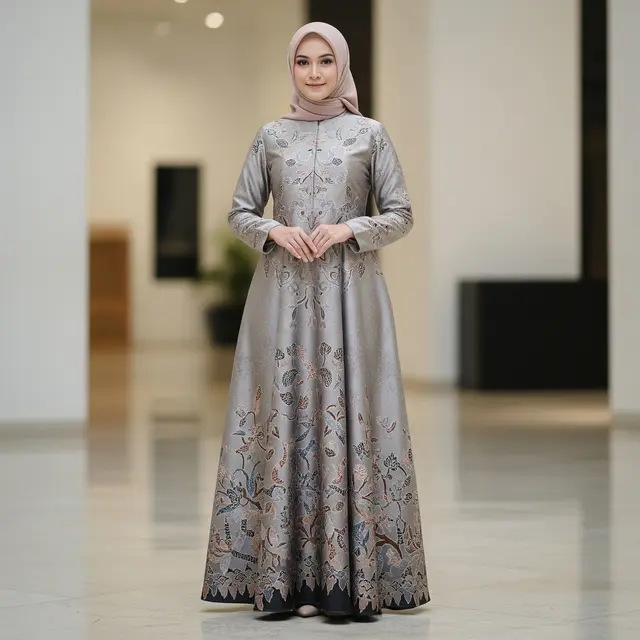 9 Model Gamis Batik Satin Dove yang Tidak Terlalu Mengkilap, Elegan Tanpa Kilau Berlebihan