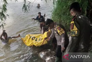 Penemuan jasad warga Cianjur di Sungai. (Antara)