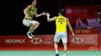 Marcus Fernaldi Gideon/Kevin Sanjaya Sukamuljo di ajang BWF World Tour Finals 2021. (Istimewa)